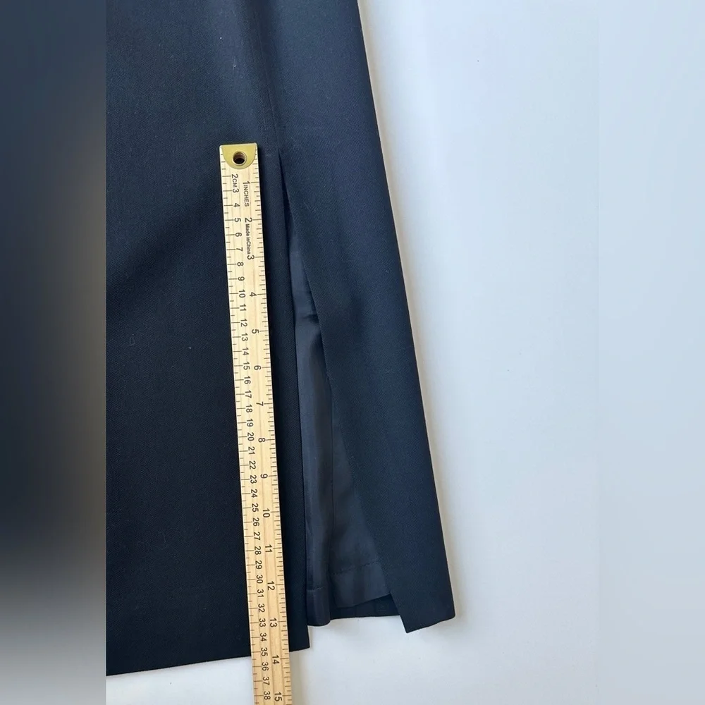 Vintage J’Envie Sport Black Modest Pure Wool Long Straight Skirt Women’s Size 12